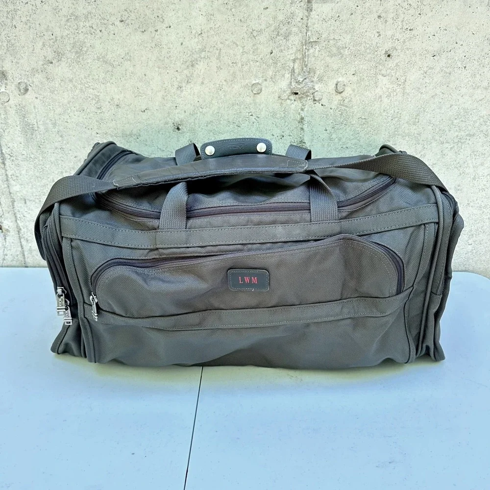 Tumi Large Duffel Bag Alpha Ballistic Nylon Green Travel Weekender Monogrammed