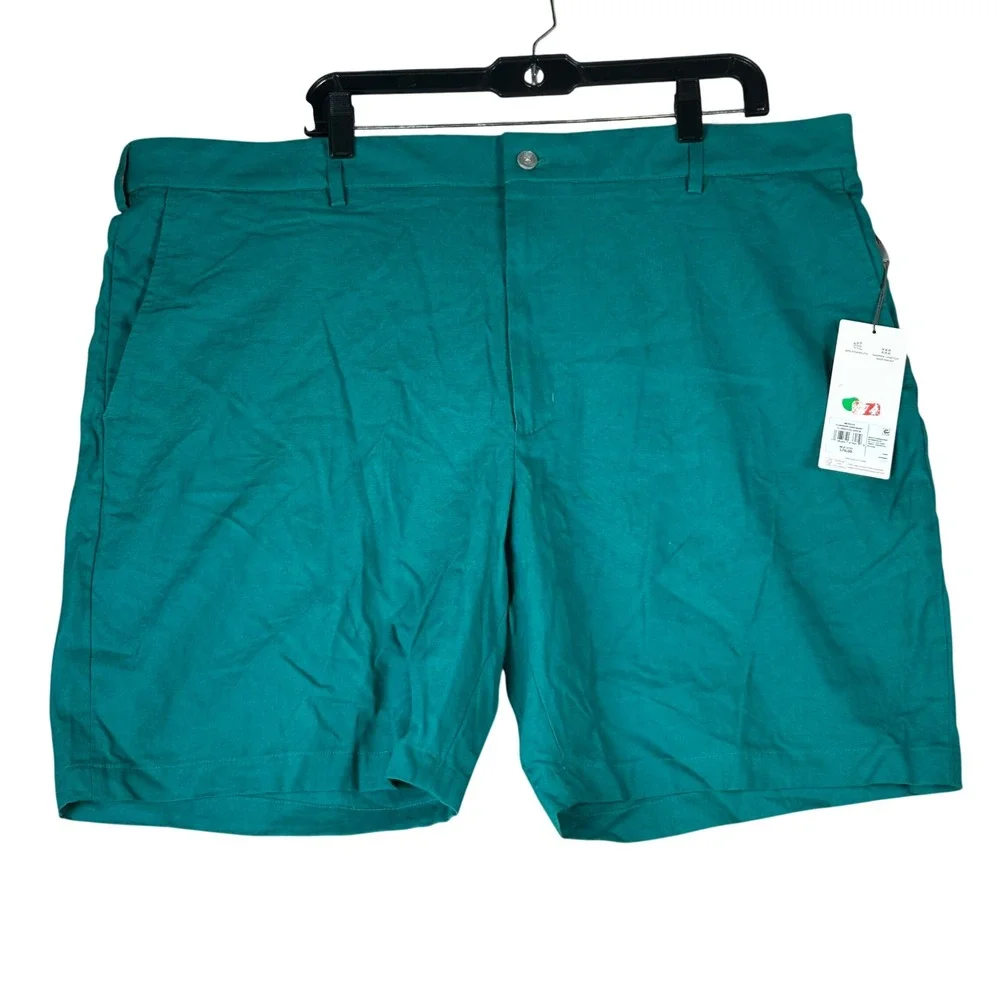 Walter Hagen Mens 42 Clubhouse Linen Golf Shorts Green Flat Front 9 Inseam NEW