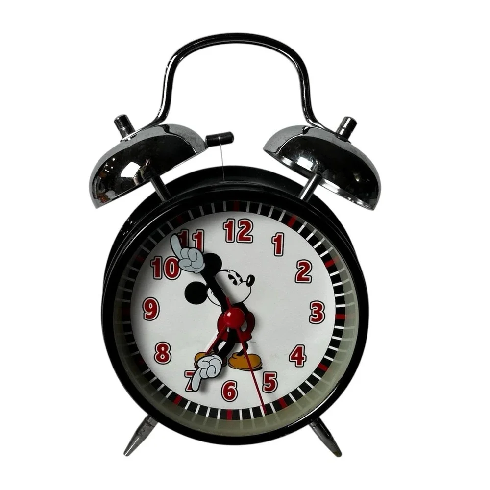 Vintage Disney Mickey Mouse Twin‎ Bell Alarm Clock Analog Retro Tested Working
