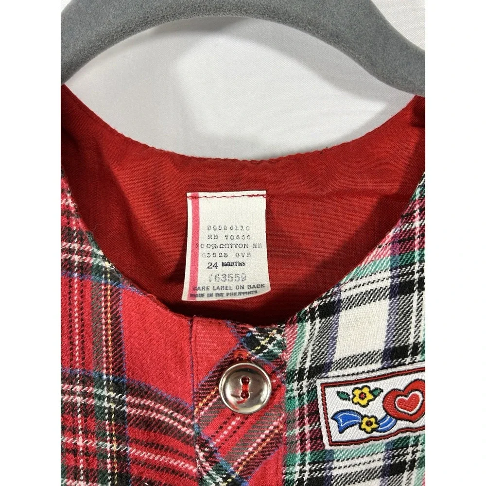 Vintage OshKosh Baby Romper‎ Size 24 Months Gingham Plaid Festival Classic 90s