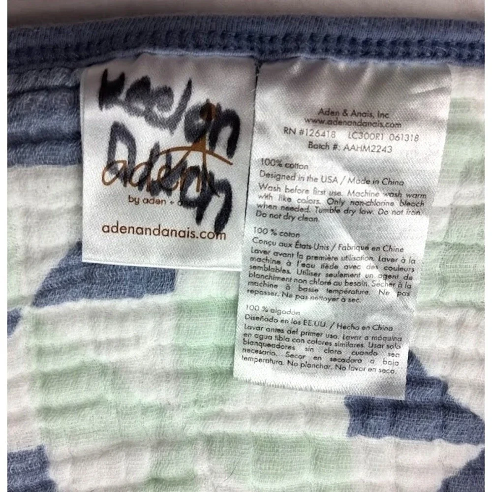 Aden + Anais Dream Blanket Airplane Pinwheel Blue Green White Thicker 40x40 Boy