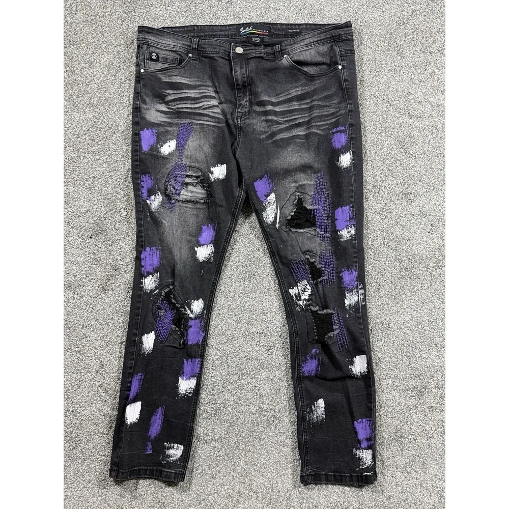 Switch Remarkable Men's Black Distressed Jeans Paint Splatter 40x32