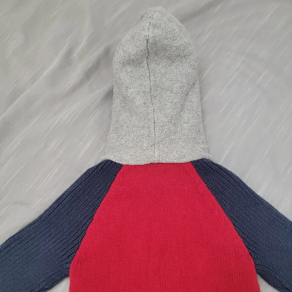 Baby Gap Full Zip Cable Knit Hoodie Sz 2T‎ Red Blue Gray Wool Blend Sweater New