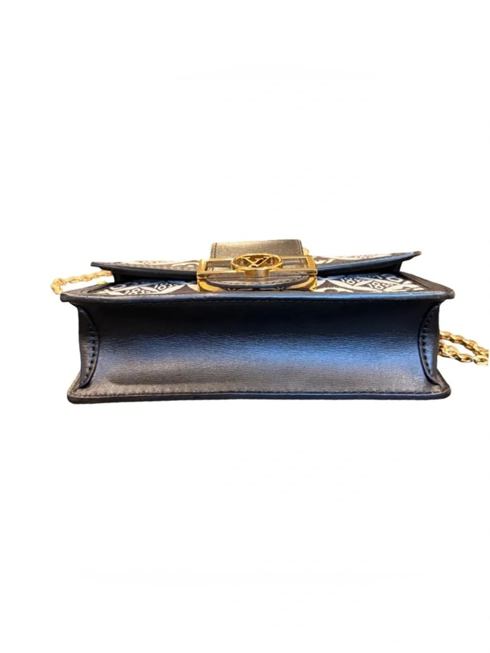Louis Vuitton 1854 Dauphine Chain Wallet /Bag Black Ivory Jacquard LV Crossbody