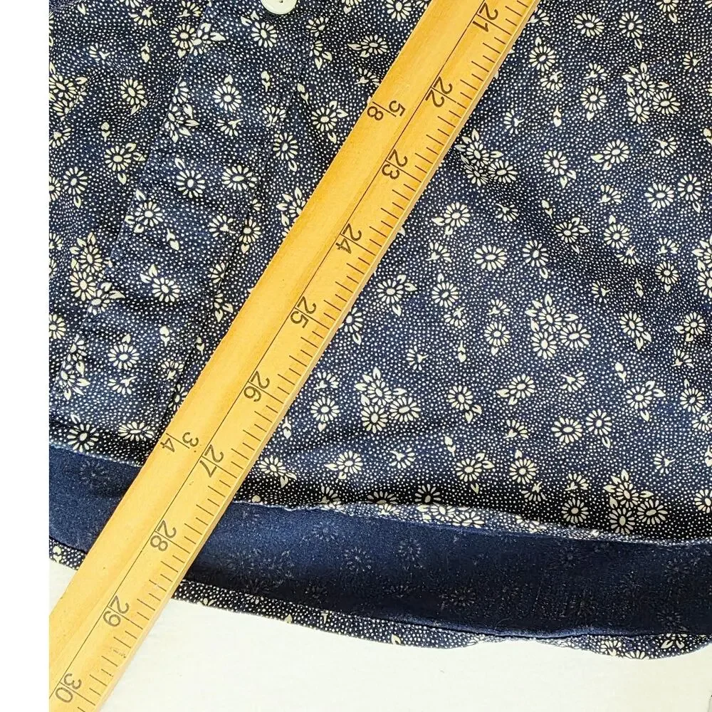 J.Crew Secret Wash Shirt Slim Medium Blue Floral Organic Cotton Preppy Long Slee