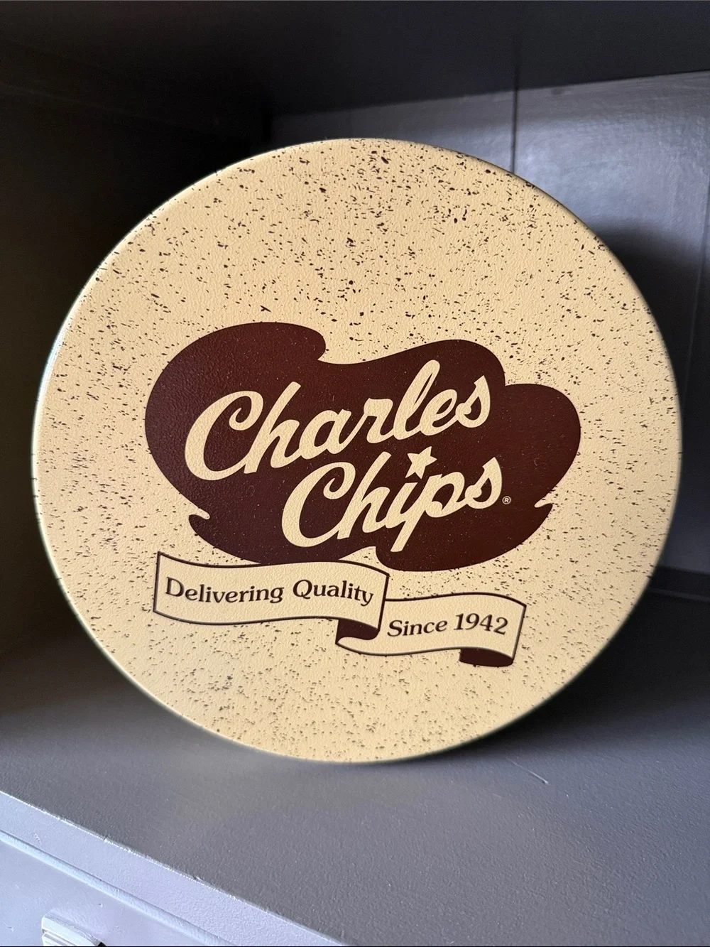 Charles chips, vintage Tin