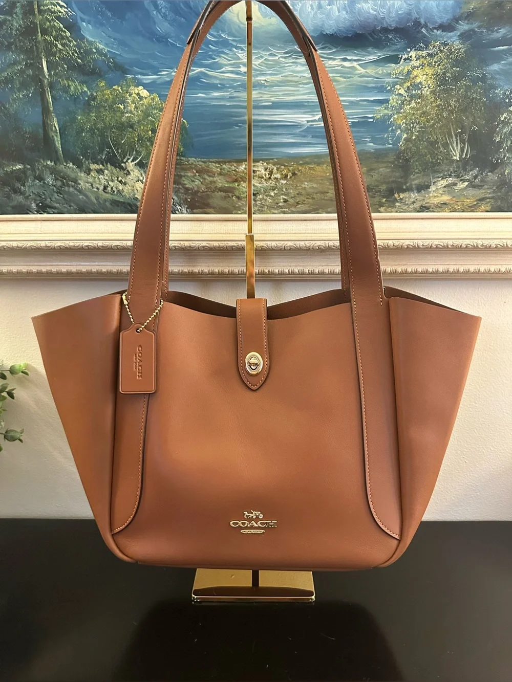 Coach Hadley leather turnlock tote
