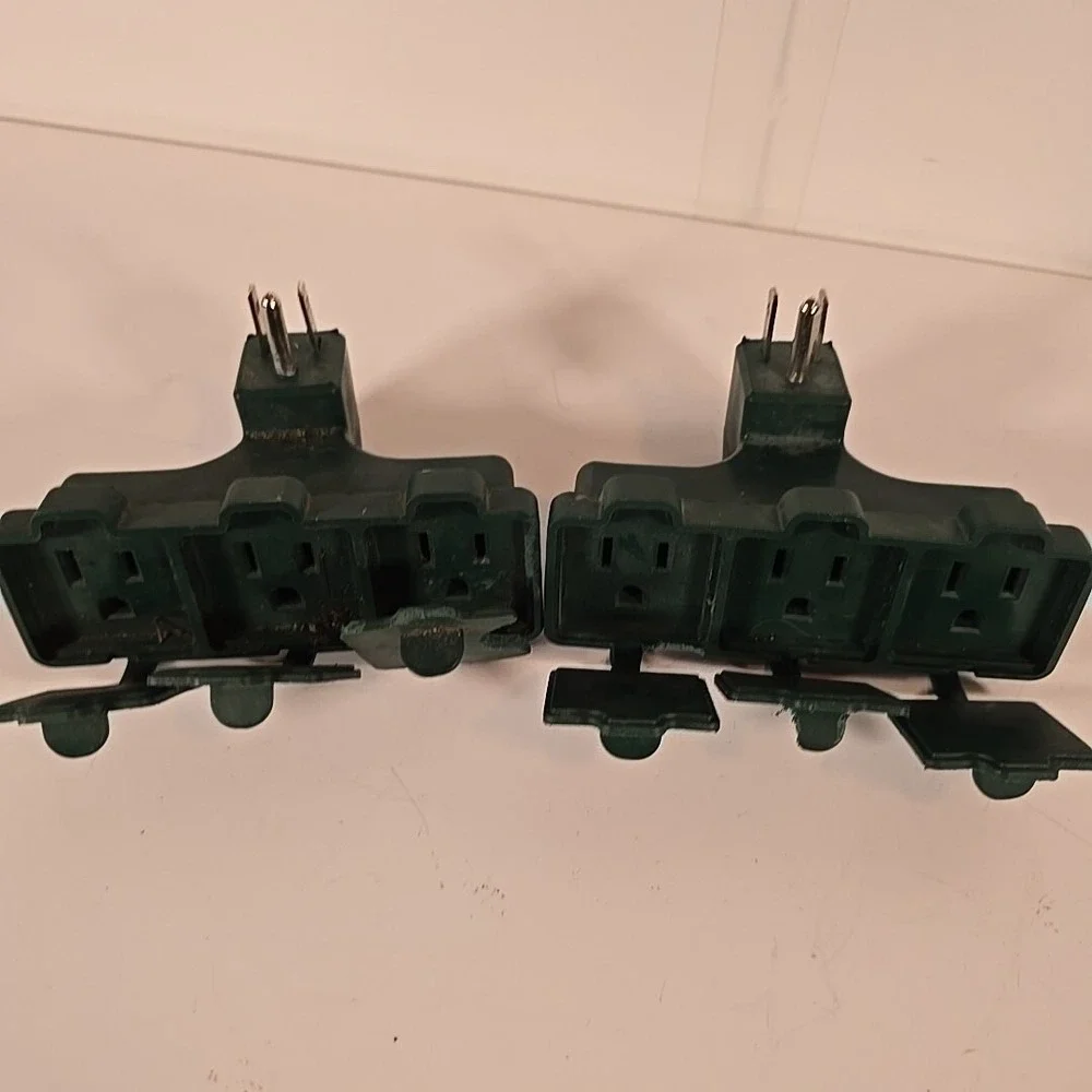 (2) Litesun LT-2 3-Prong Green 3‎ Outlet Power Adapter Surge Current Pr