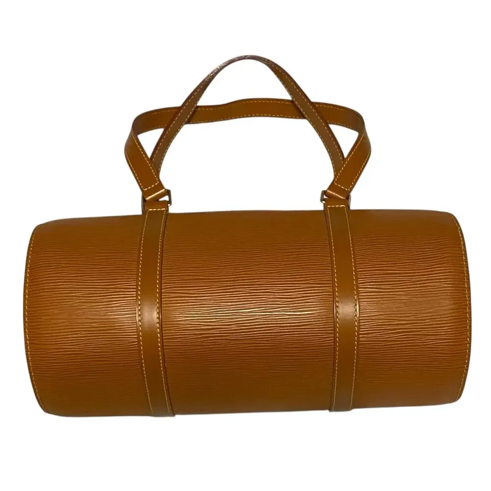 Louis Vuitton Epi Leather Soufflot Bag Cipango Golden Brown Barrel Bag Vintage