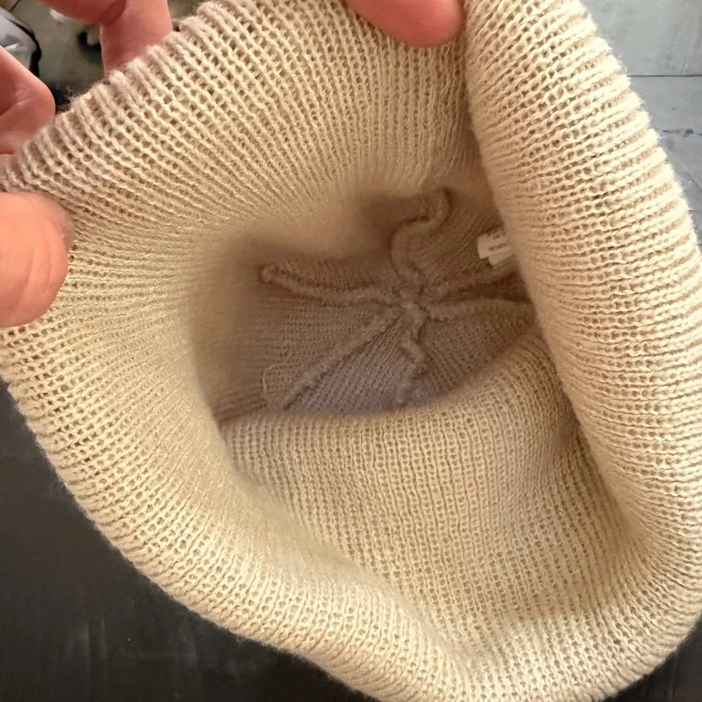 adidas Trefoil Knit Beanie in Light Beige
