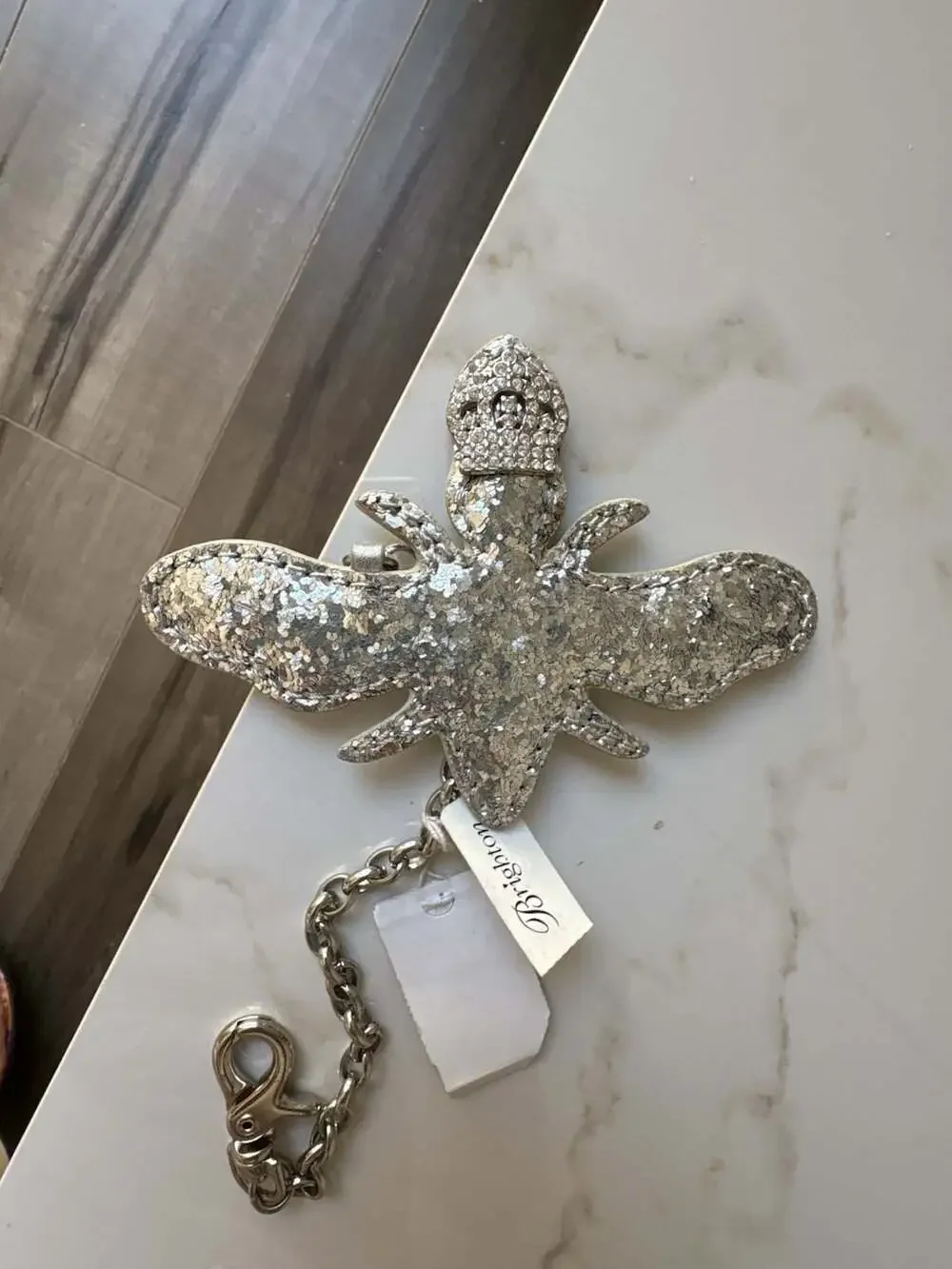 Brighton Silver Glitter Bee Keychain Purse Charm