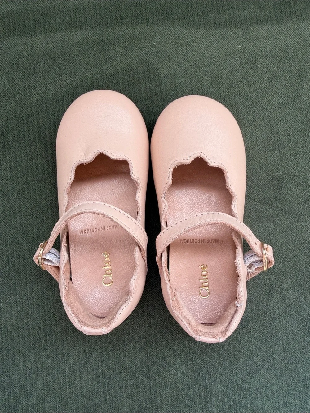 Chloe Pink Scalloped Leather Mary Jane Shoes, size 20 (4.5-5 US)