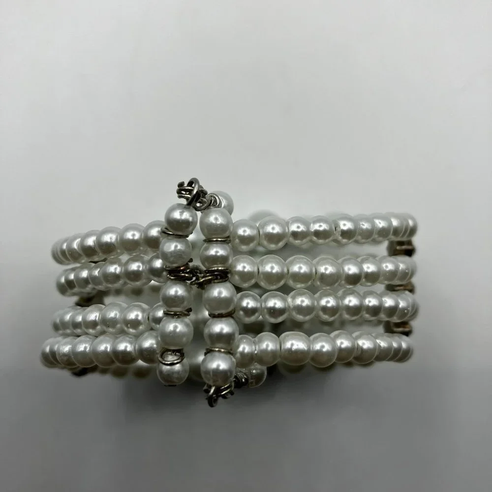 Pearl Bracelet 4 Strand Pearl Cuff Bracelet Brand New Fits ALL