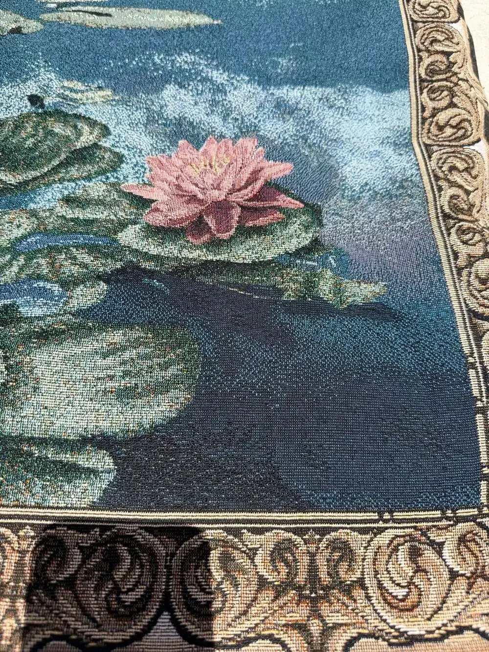 Claude Monet Water Lilies Giverny Style Woven Jacquard Wall Tapestry