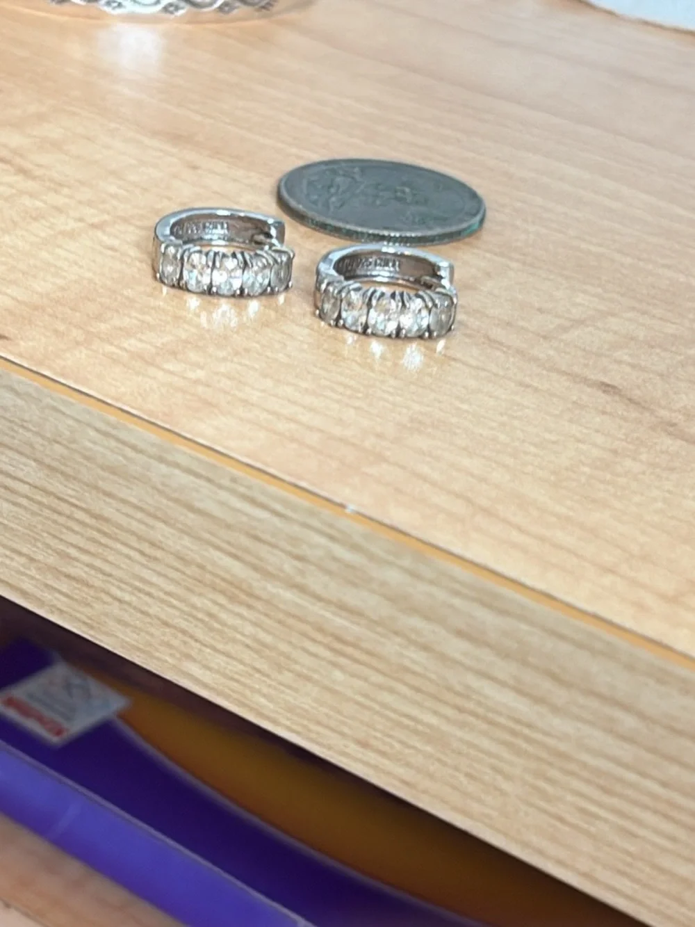 sterling Silver Crystal Huggie Earrings - Home Storage & Organization Accessory