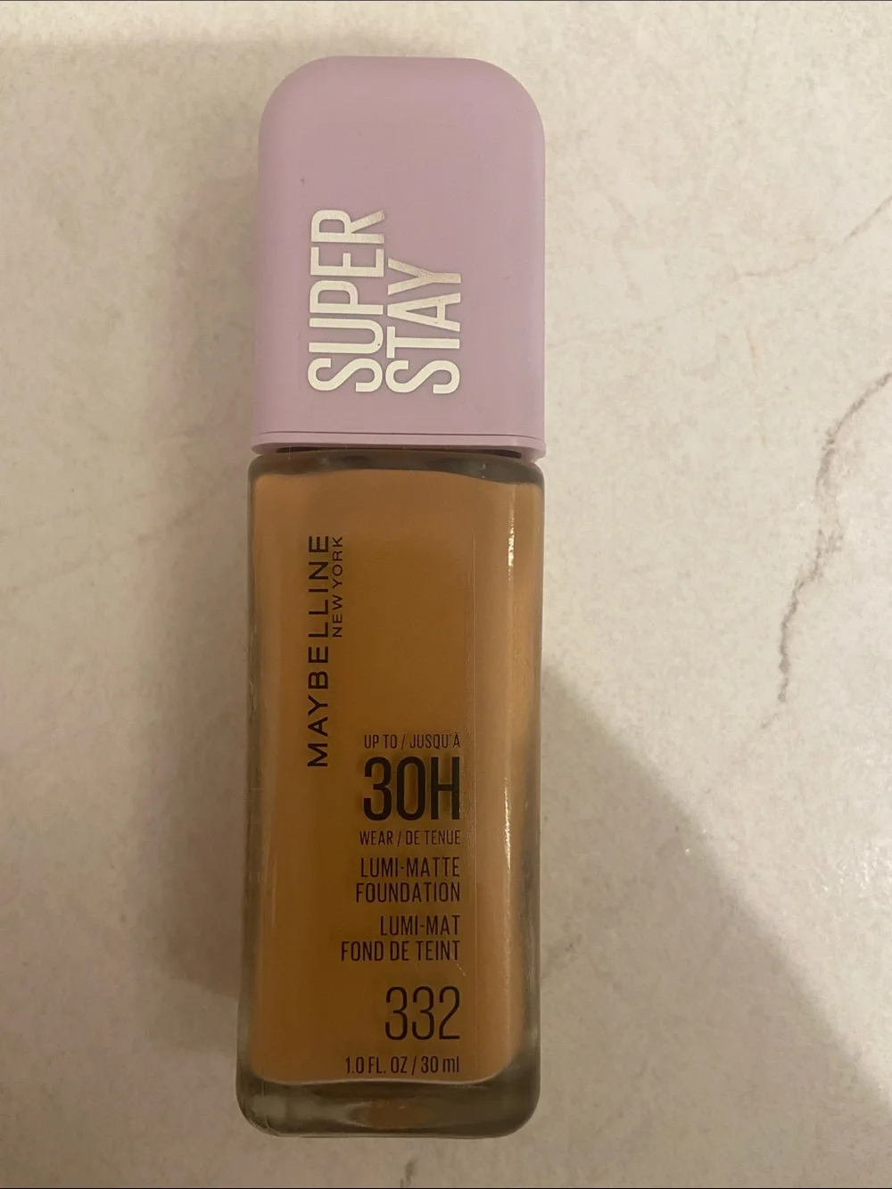 Maybelline Super Stay Lumi-Matte Foundation - 332 Warm Tan, Lilac Cap