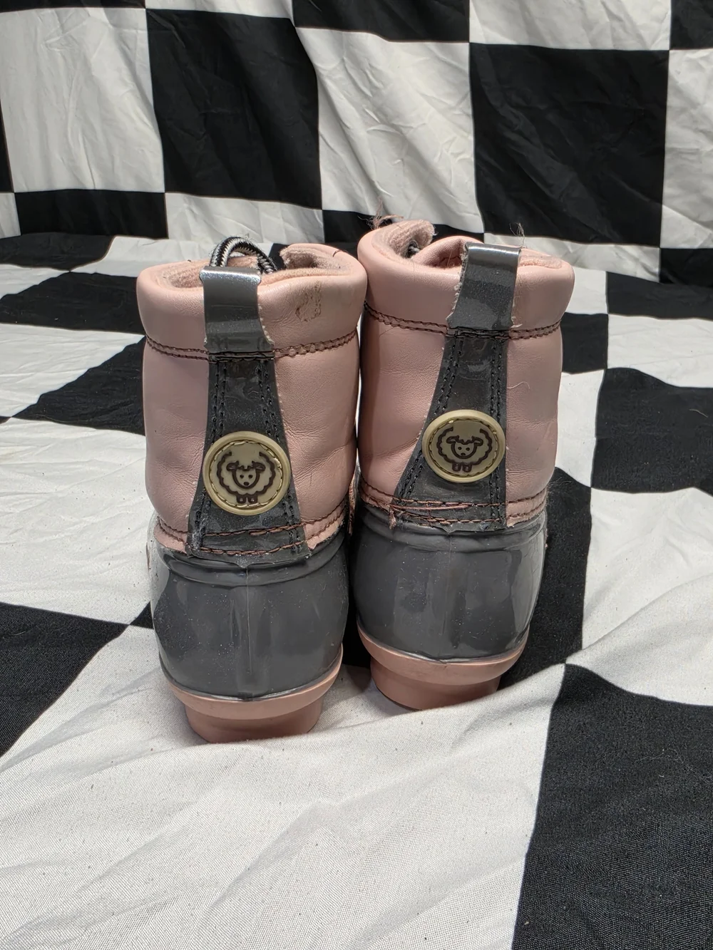 Adrienne Vittadini Pink and Gray Kids Waterproof Boots