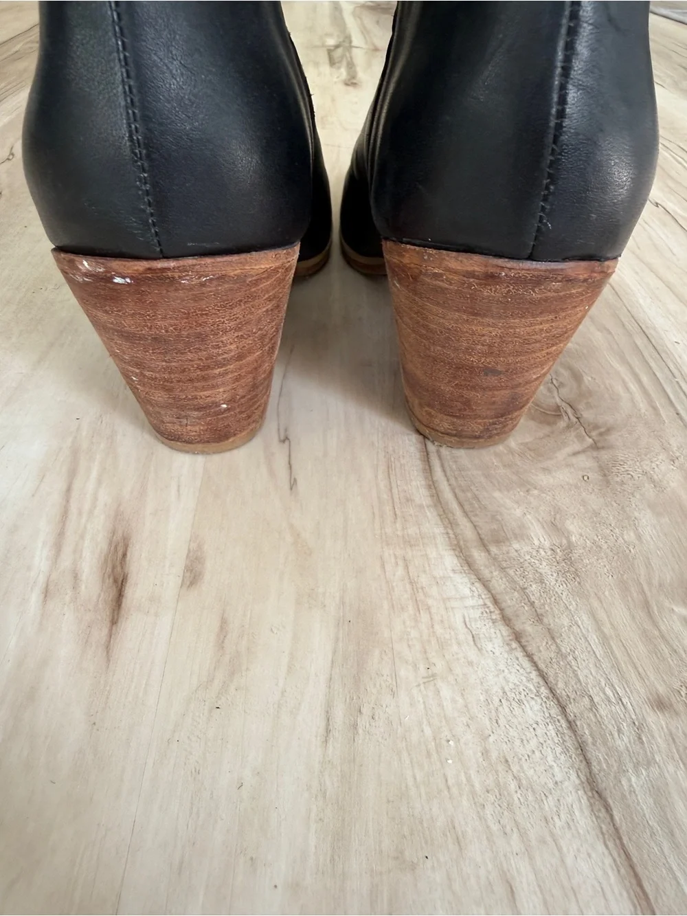 Rachel Comey Mars Ankle Booties- Black leather with Stacked Wood Heel - 9 - GUC