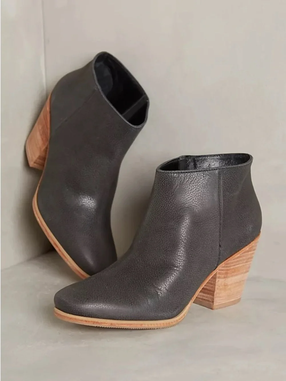 Rachel Comey Mars Ankle Booties- Black leather with Stacked Wood Heel - 9 - GUC