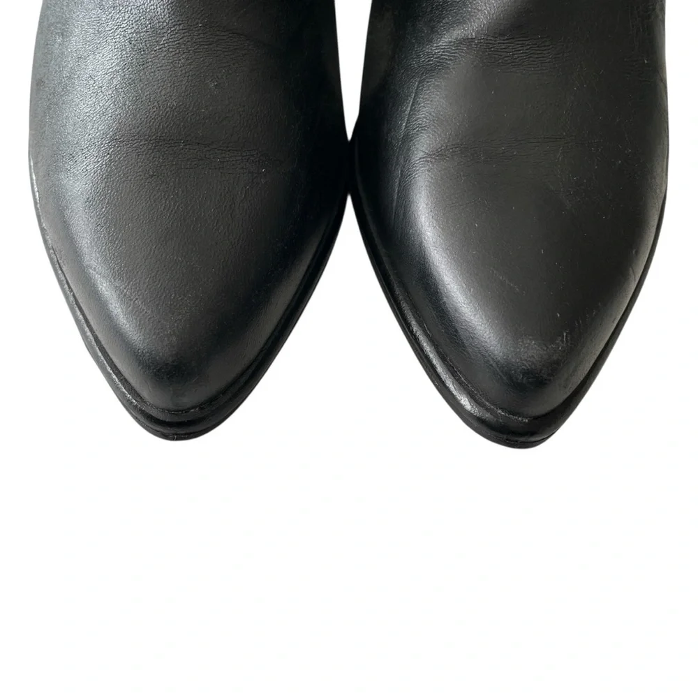 KELSI DAGGER x ANTHROPOLOGIE Brooklyn Side Split Black Leather‎ Ankle Boots