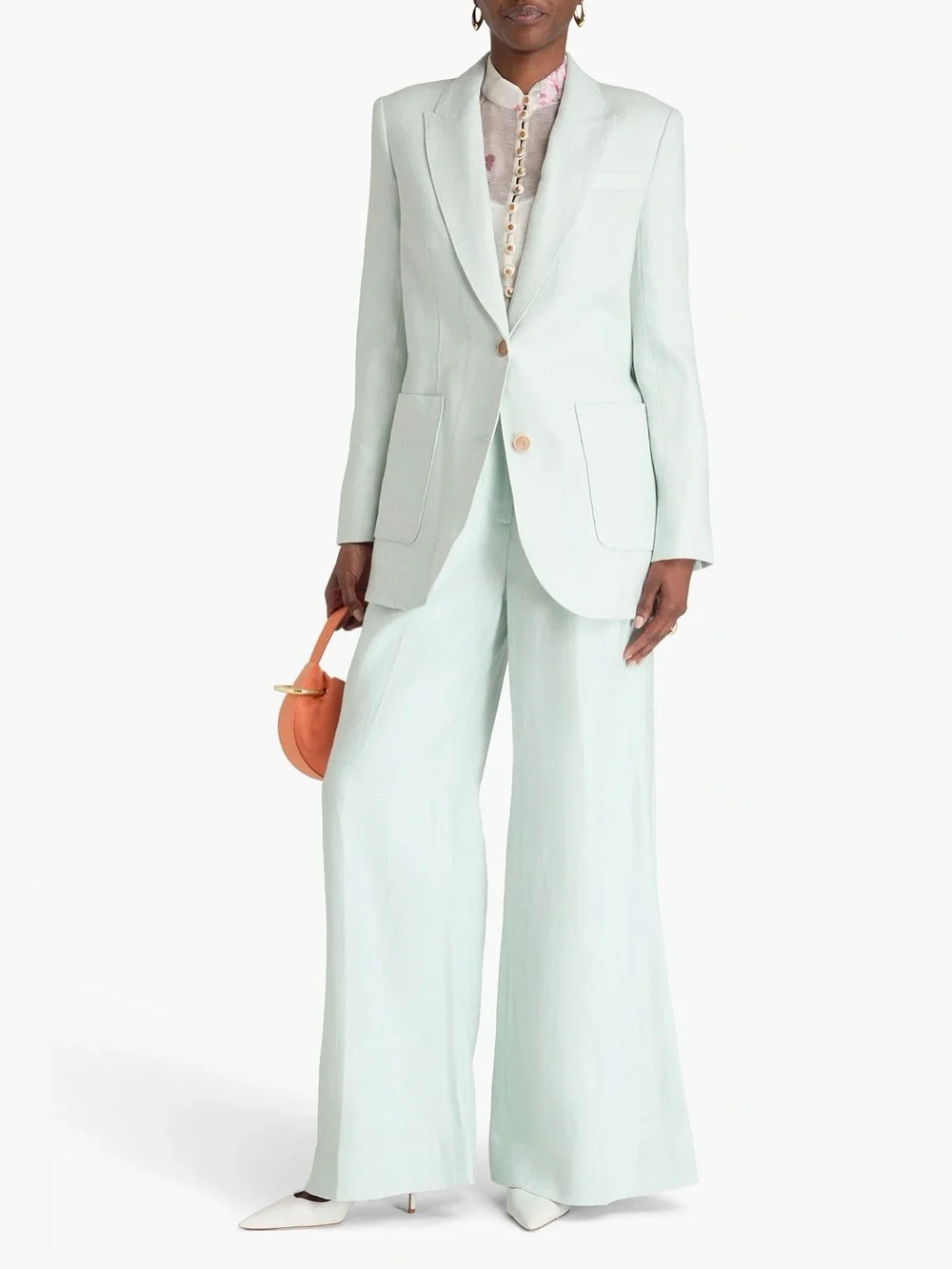 Zimmermann Natura Linen Jacket Blazer Mint Blue Size 1