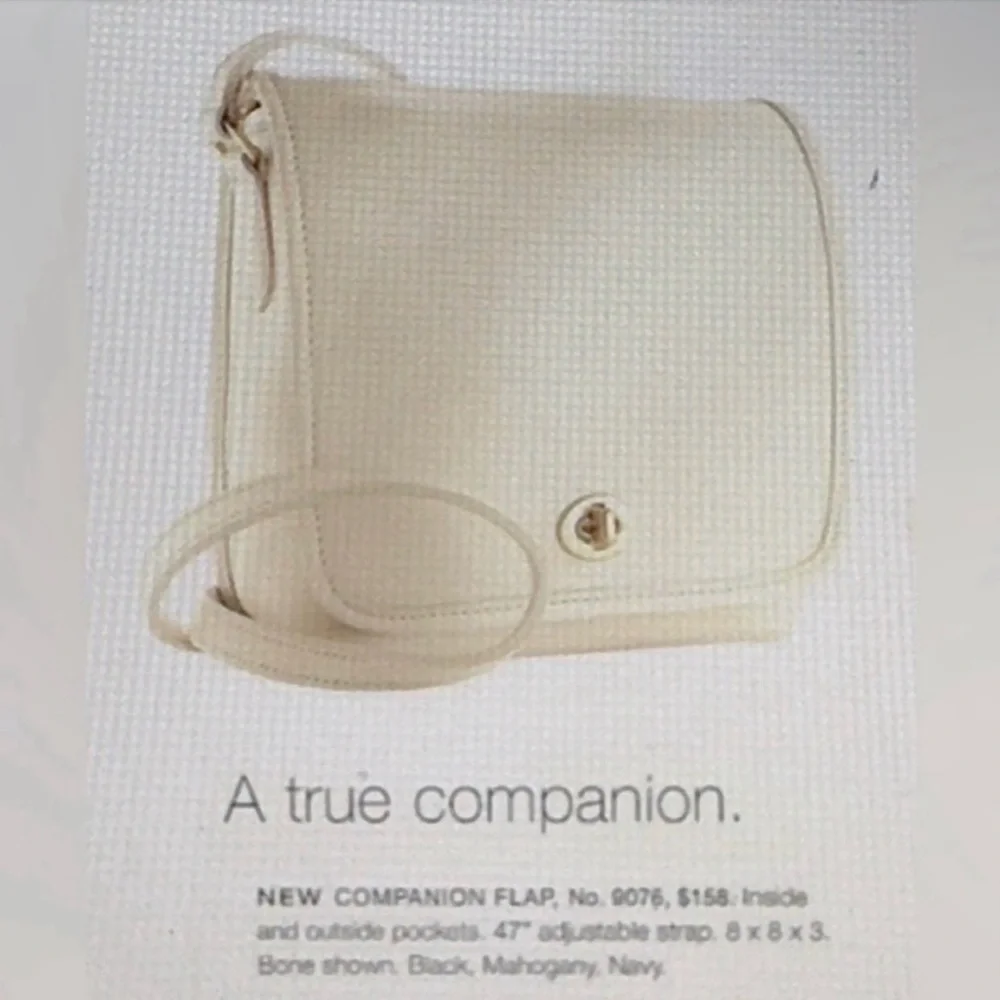 Vintage Coach Companion Flap 9076 USA Made Bone Leather Shoulder Crossbody