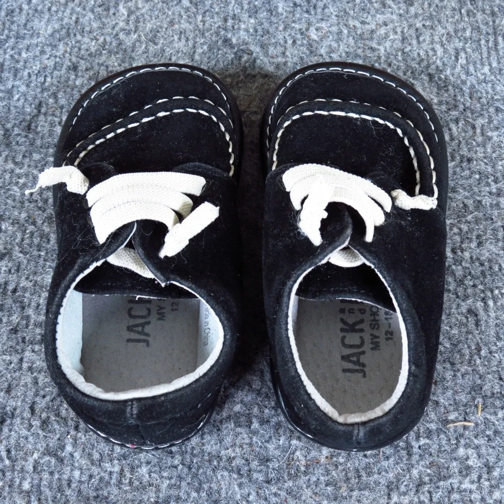 Jack and Lily My Shoes Unisex Baby Oxford Shoes 12-18M First Walkers Black Suede