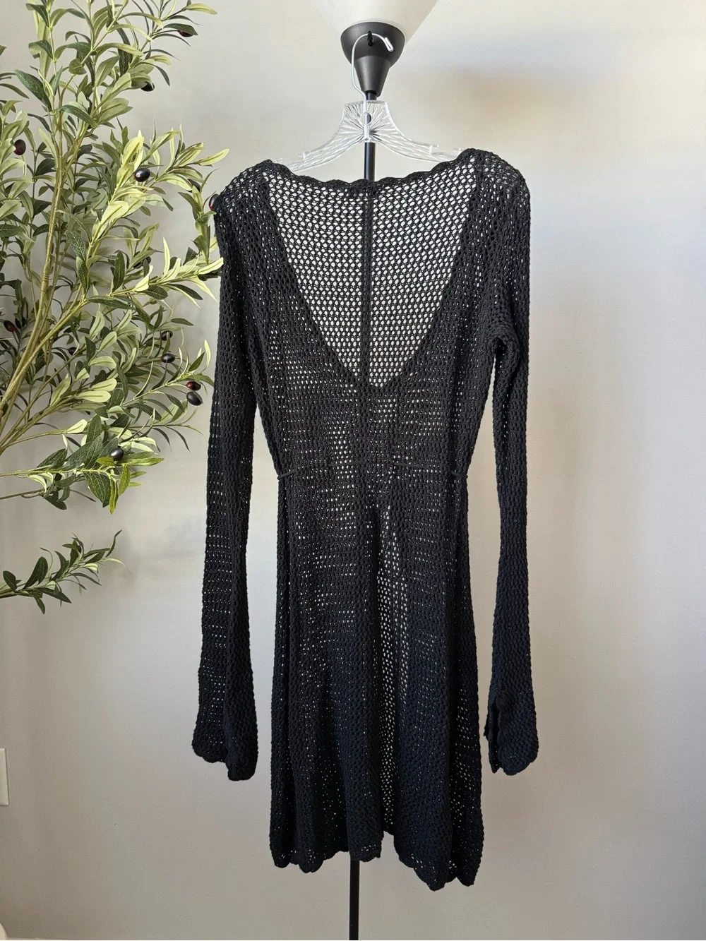 Frankies Bikinis Collette Crochet Tunic Black Cover Up