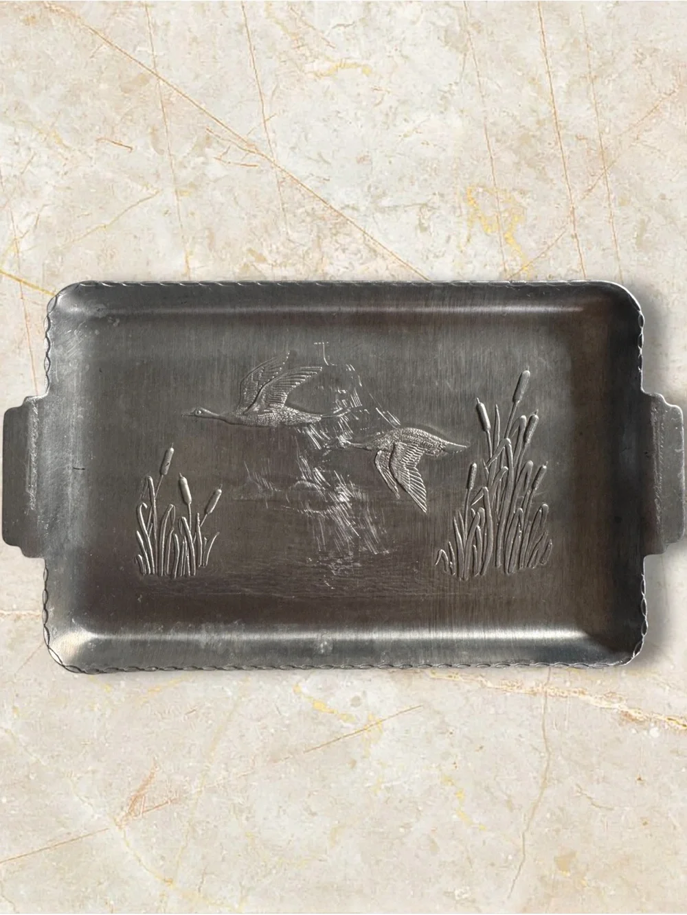 Vintag Metal Serving Tray Duck Hunting