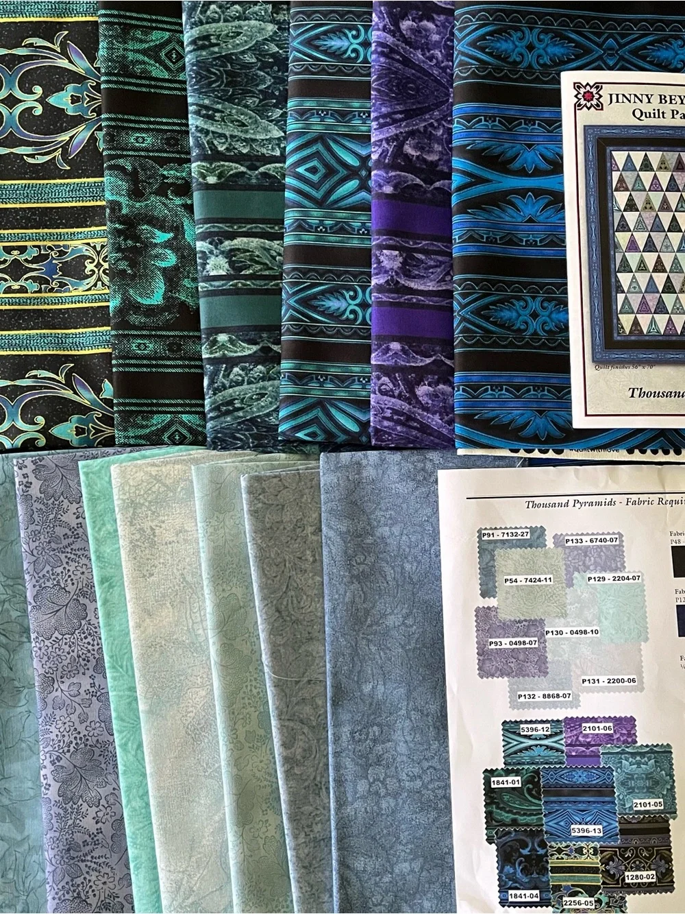 Thousand Pyramids Quilt Pattern - Blue, Purple, Teal Palette