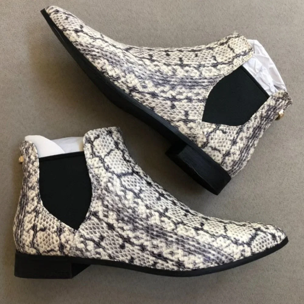Cole Haan Women’s Snakeskin Leather Chelsea Boots Featuring Pointed Toe.Size:10