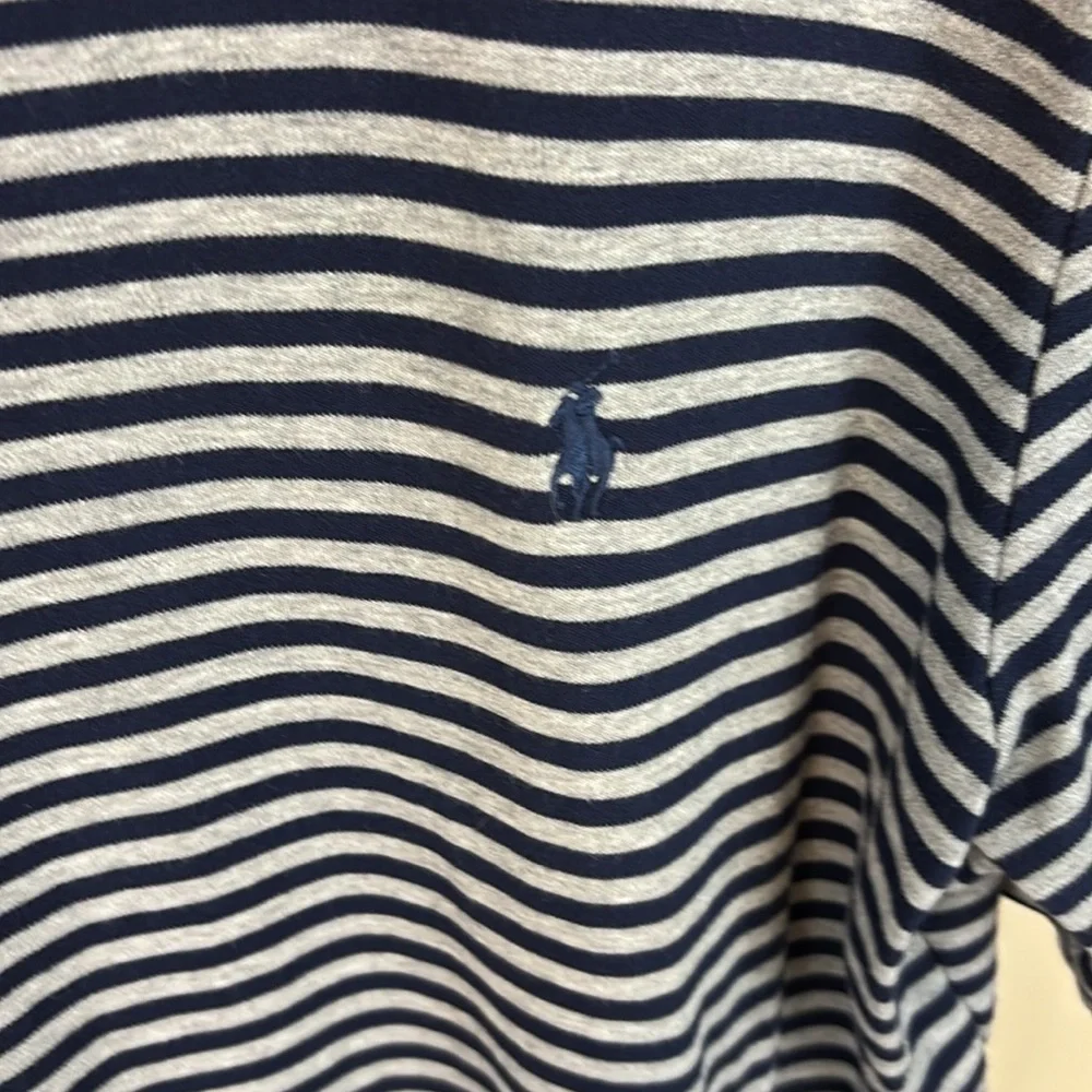 Polo Ralph Lauren Navy Gray Striped Soft Cotton Golf Polo Shirt Size XXL
