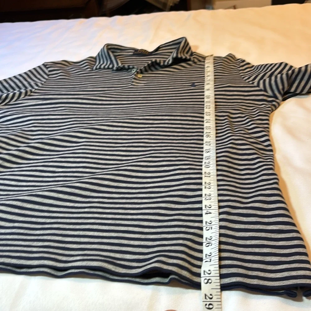 Polo Ralph Lauren Navy Gray Striped Soft Cotton Golf Polo Shirt Size XXL