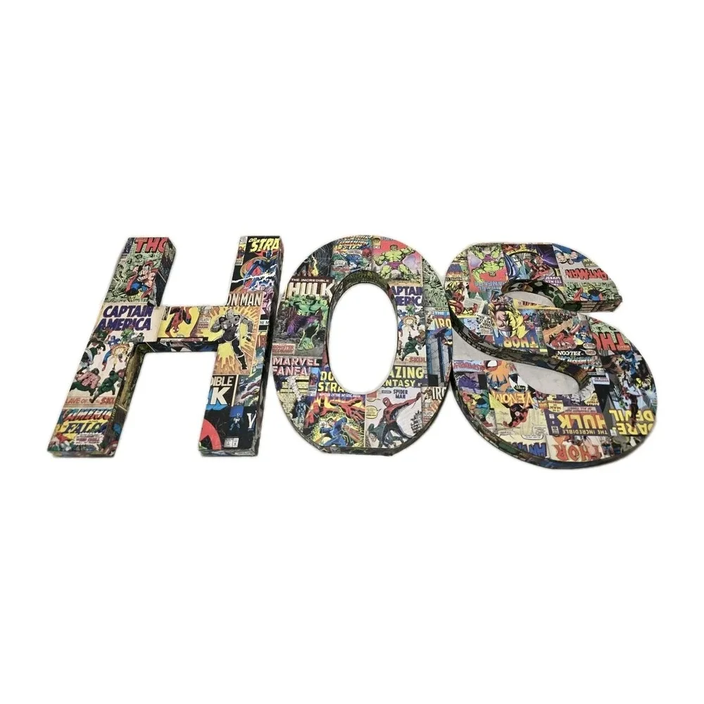 Marvel Comics H O S Wall Letters Decor Set GUC Superhero Vintage‎ Style