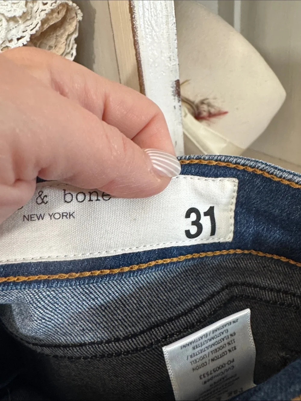 rag & bone Dark Blue Ankle Slim Jeans