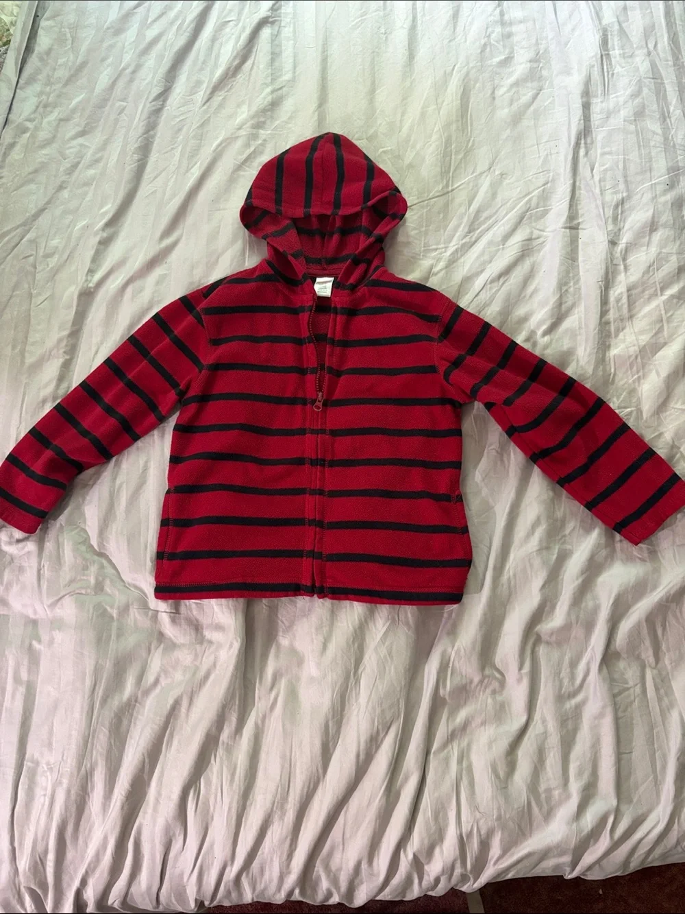 Gymboree Red and Black Hooded Zip-Up Striped Jacket s5/6
