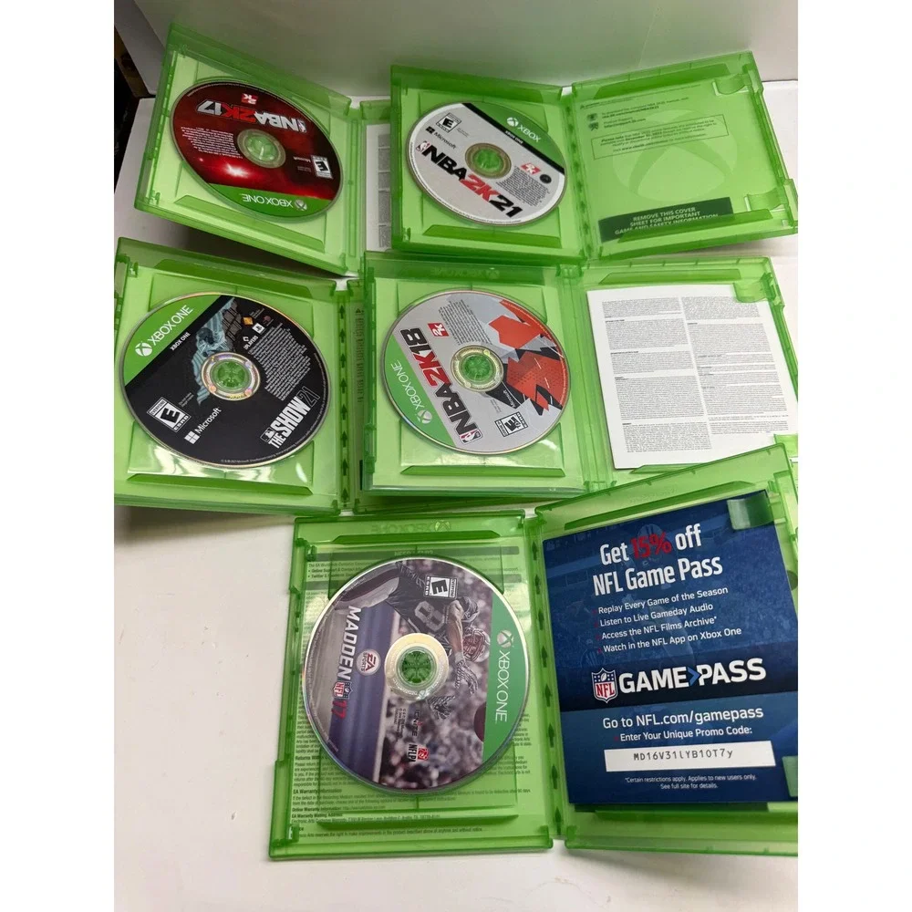 Xbox One Sports Game Lot NBA 2K17 2K18 2K21 MLB The Show 21 Madden 17 Bundle