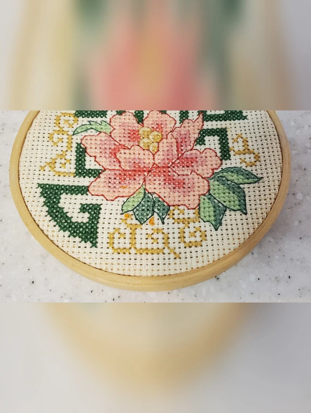Vintage Floral Cross Stitch Embroidery Hoop Wall Art 4