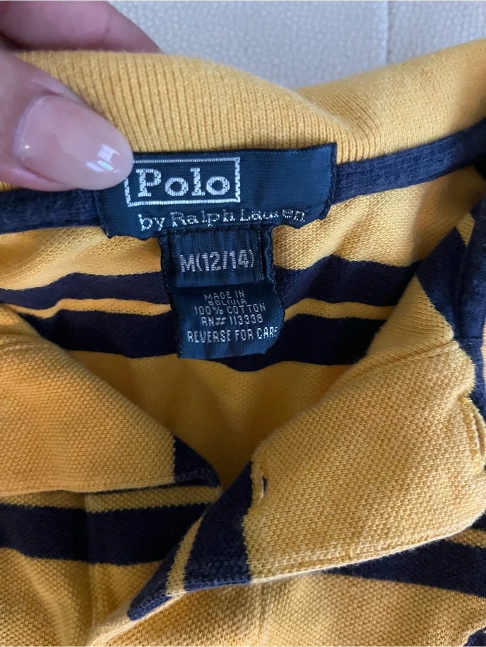 Ralph Lauren Yellow & Navy Striped Polo Shirt