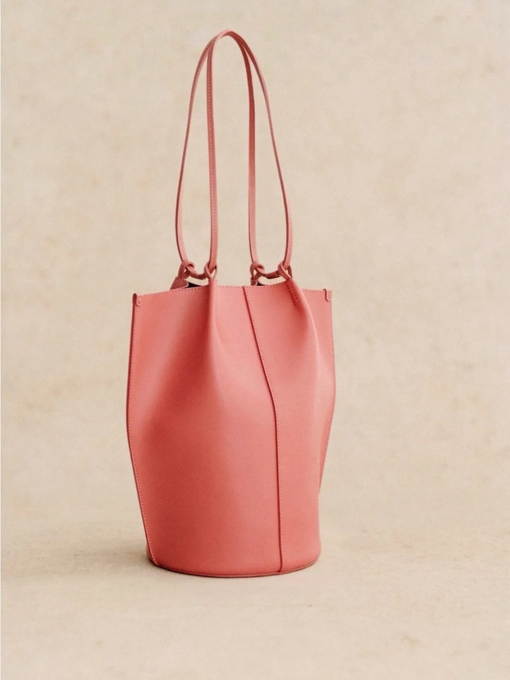 Sezane Romie Bag Leather Tote Smooth Peach