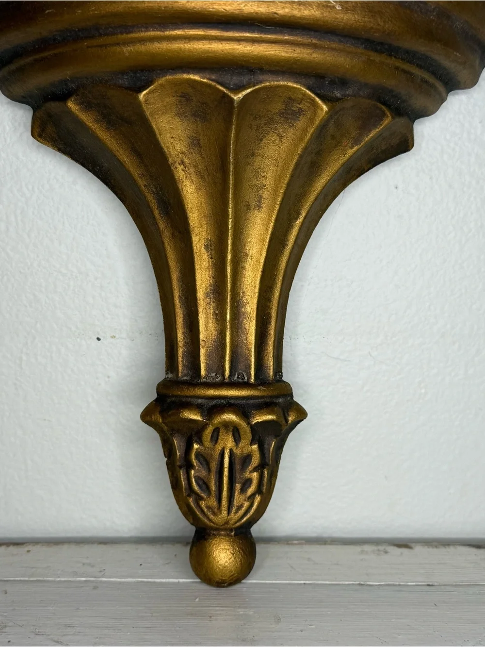 Ornate Gold Wall Pocket Planter, Hollywood Regency Vtg Hoda Ribbed Metal MCM 60s
