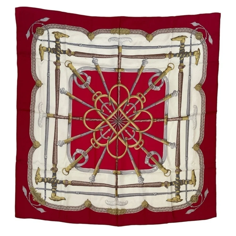 Trussardi Silk Scarf Elegant Red and Gold Scarf