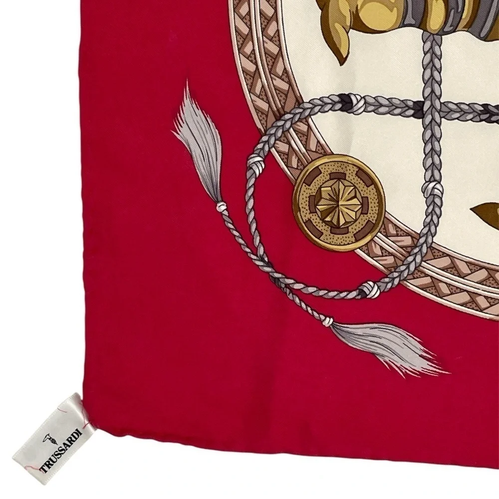 Trussardi Silk Scarf Elegant Red and Gold Scarf