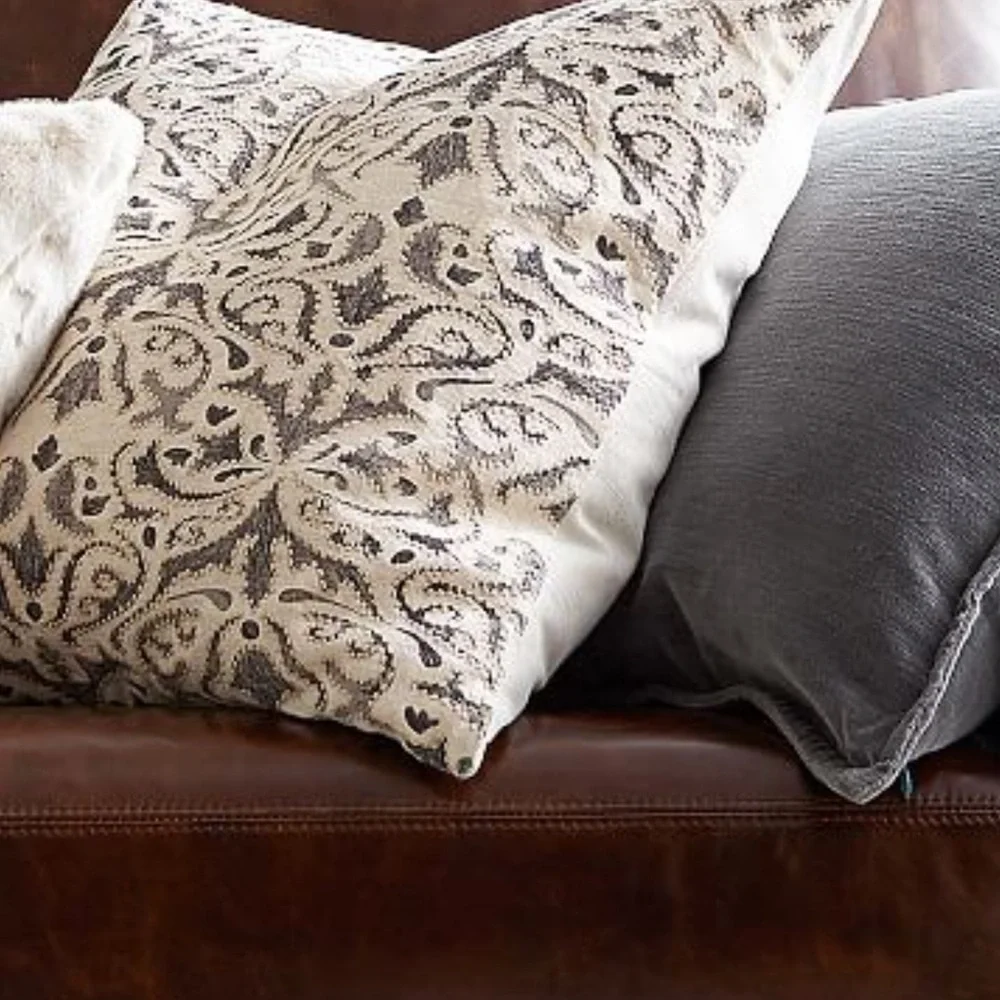 Pottery Barn Neutral Cream and Gray Decorative Accent Pillow Set