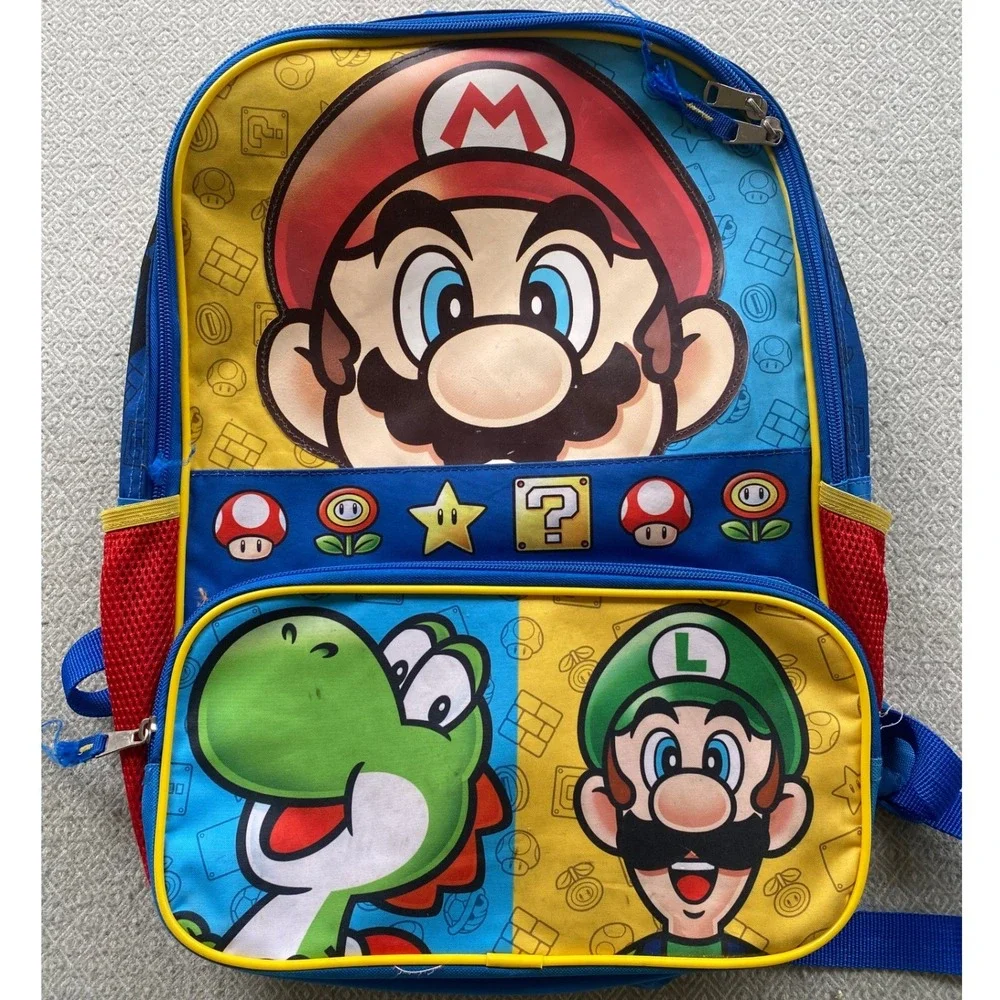 Nintendo‎ Backpack Boys OS Blue Super Mario Luigi Yoshi School Bag Graphic Print