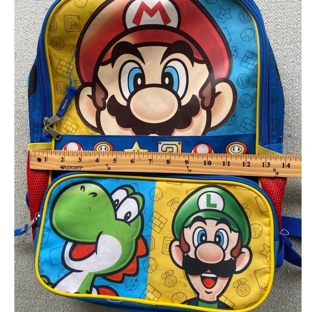 Nintendo‎ Backpack Boys OS Blue Super Mario Luigi Yoshi School Bag Graphic Print