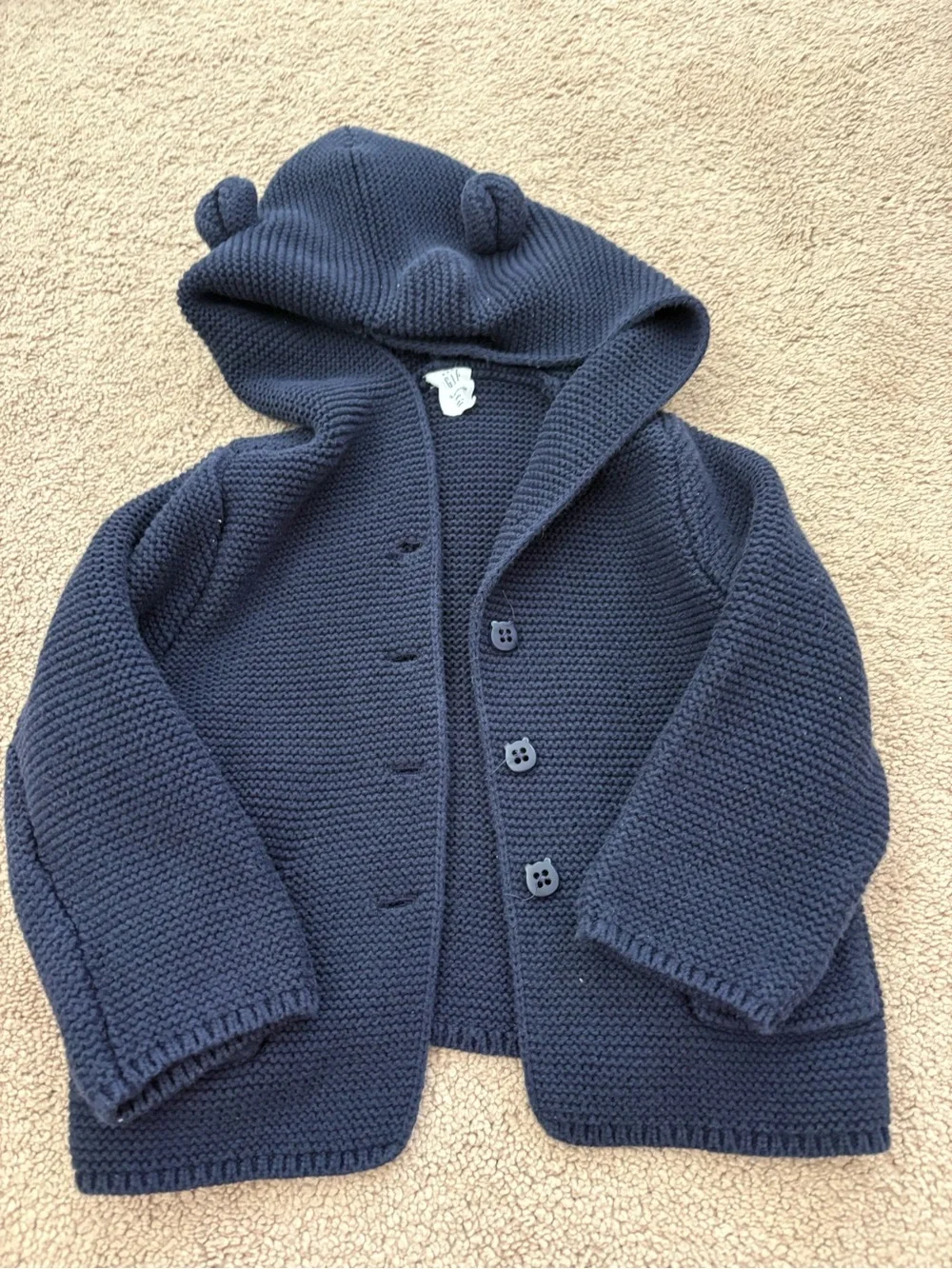 GAP Baby Dark Blue Knit Hooded Cardigan