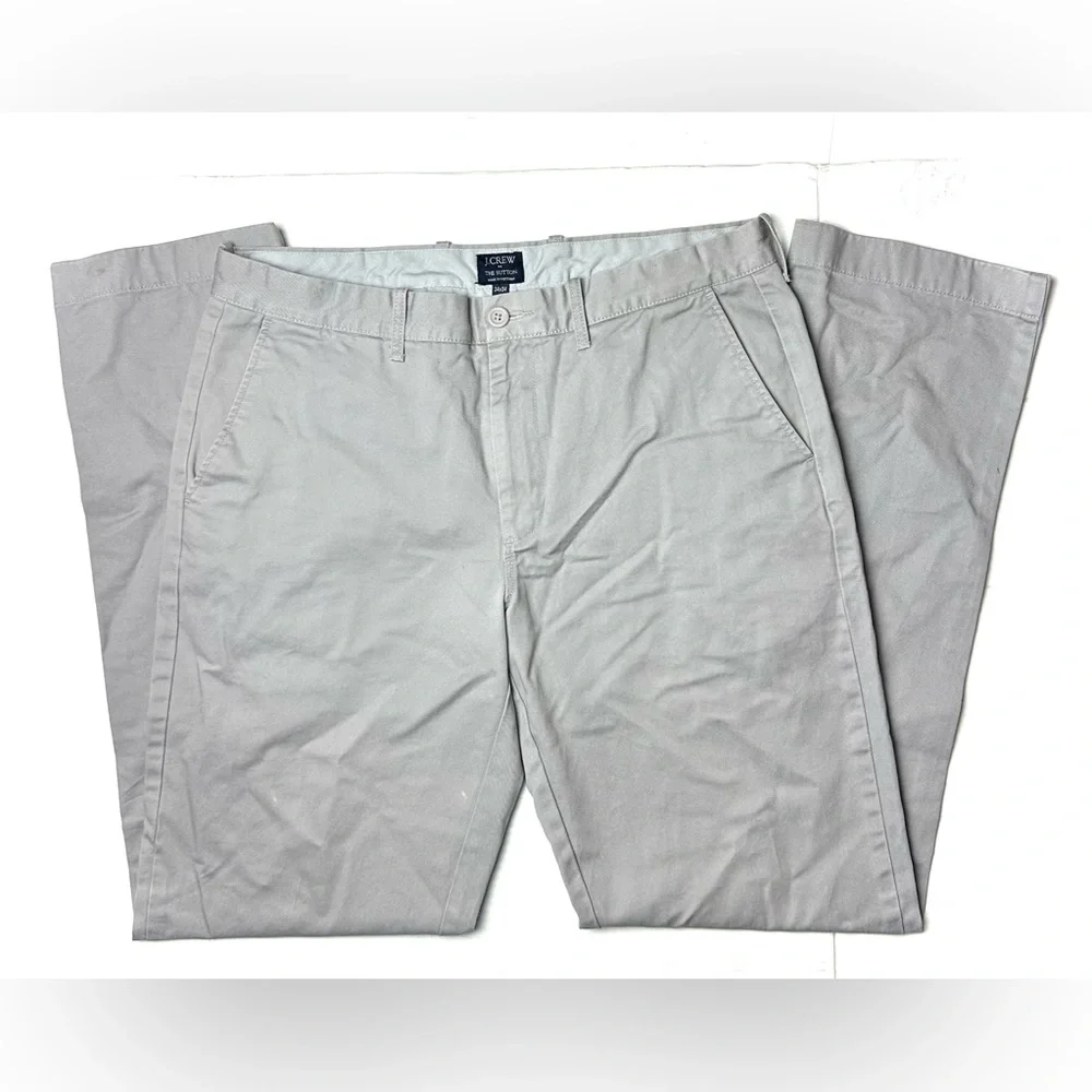 J.Crew The Sutton Mens 34 X 34 Pants Gray Chino Pant 100% Cotton‎ Dress Business