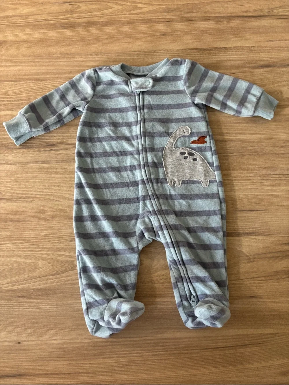 Child of Mine by Carter’s 0-3M blue stripe dinosaur zip sleeper