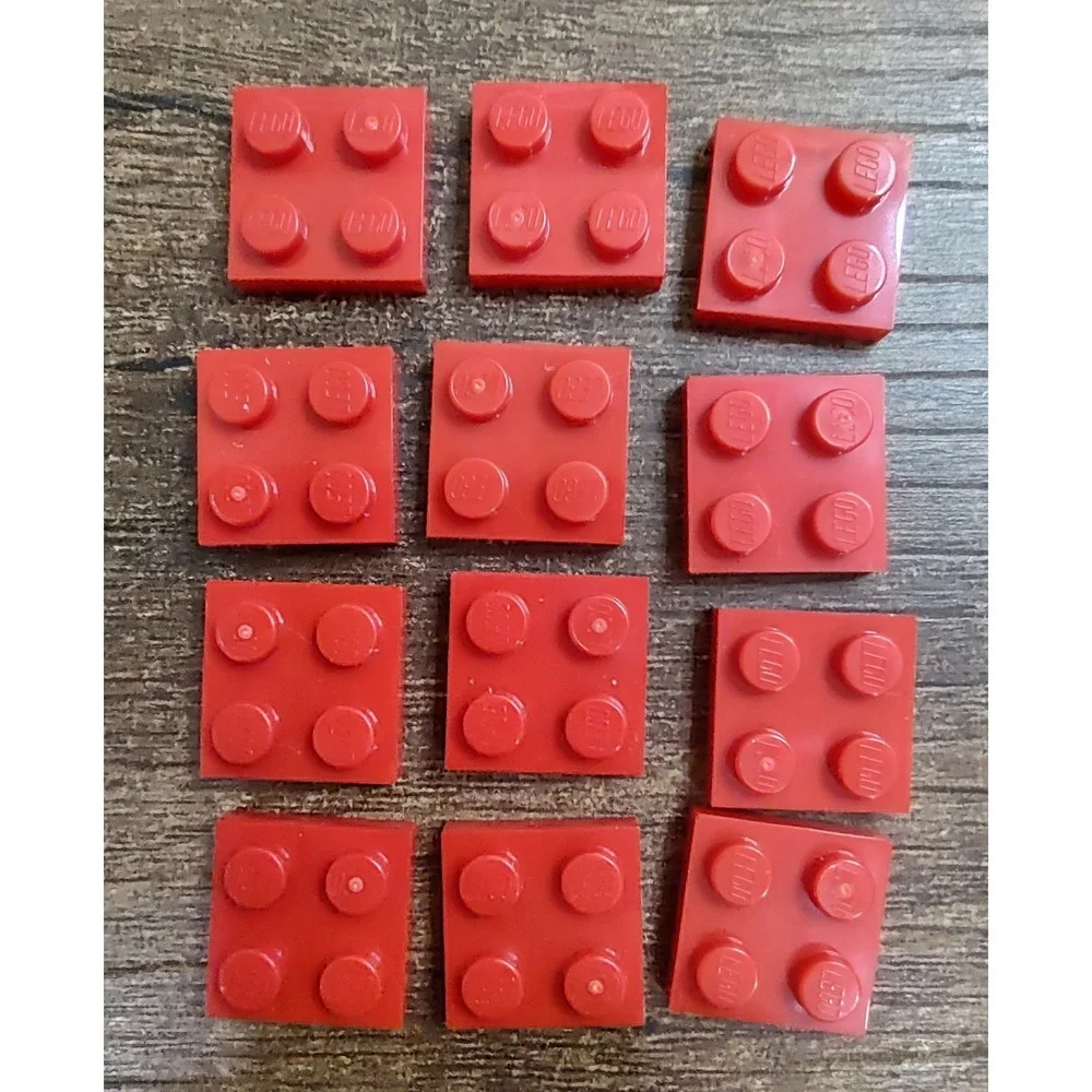 LEGO 2x2 RED PLATE (12 pieces)  Building Blocks Parts